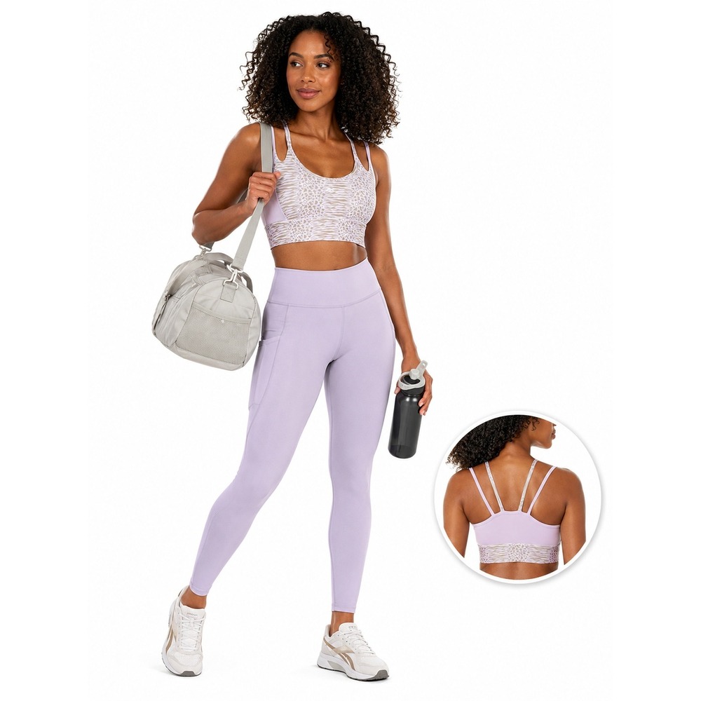 Women's Sports Bra by Reebok Purple Leopard Size S New With Tags